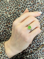 Χειροποίητο Βυζαντινό δαχτυλίδι από ασήμι 925 με πράσινη πέτρα σε Copper διακόσμηση και επιχρύσωση 18Κ