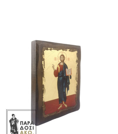 Εικόνα πελεκητή ξύλινη Ιησούς Χριστός με φύλλα χρυσού 13Χ17cm