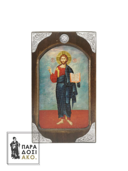 Ιησούς Χριστός ξύλινη εικόνα με διακοσμητικά - 13x23cm